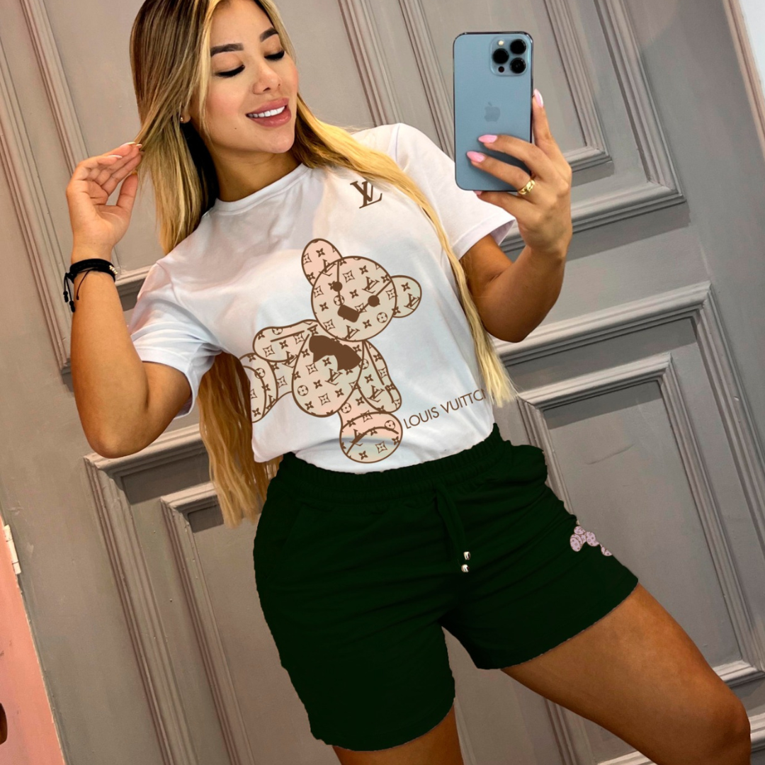 NUEVO CONJUNTO SHORT Y CAMISETA LV